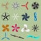 Fans propellers icons isolated object. Propeller fan icons cool ventilation ship symbol retro cooler boat equipment