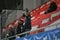 Fans of the Slovak football club As Trencin encourage their club in the stands during the match