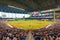 Fans watching a baseball game at the Miami Marlins Stadium