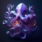 Fanstasy neon octopus Generative AI Illustration