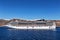 Fantasia cruise ship near Santorini island in Aegean sea