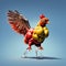 fantastic 3d chicken illustration , with peppers skin, ai generative