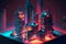 fantastic 3d render neon images of e night cities