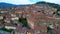 Fantastic aerial view flight drone. Mountain city Cortona Tuscany Arezzo Italy