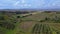 Fantastic aerial view flight drone Tuscany meditative fall valley village Italy