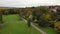 Fantastic aerial view flight drone. Weimar Goethe garden House autumn landscape