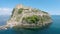 Fantastic aerial view of Italian medieval Aragonese Castle in Gulf of Naples