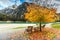 Fantastic autumn landscape, Braies lake in Dolomites, Italy, Europe