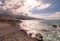 Fantastic beach view with clouds by the sea