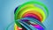 Fantastic beautiful ribbons of rainbow color twisted and bent, colorful creative background with soft smooth animation