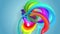 Fantastic beautiful ribbons of rainbow color twisted and bent, colorful creative background with soft smooth animation