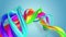 Fantastic beautiful ribbons of rainbow color twisted and bent, colorful creative background with soft smooth animation