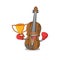 Fantastic Boxing winner of violin in mascot cartoon style