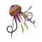 a fantastic,bright,multicolored jellyfish