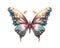 Fantastic Butterfly close-up on white background, top view, realistic illustration, generative ai