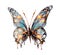 Fantastic Butterfly close-up on white background, top view, realistic illustration, generative ai