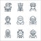 fantastic characters line icons. linear set. quality vector line set such as clown, frog prince, bigfoot, vampire, bigfoot, cyborg