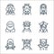 Fantastic characters line icons. linear set. quality vector line set such as devil, cyclops, octopus, pirate, ogre, bigfoot, nun,