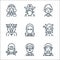 Fantastic characters line icons. linear set. quality vector line set such as elf, guru, octopus, succubus, wizard, minotaur,