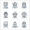 Fantastic characters line icons. linear set. quality vector line set such as nun, spartan, reaper, virtual glasses, wizard,