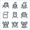 Fantastic characters line icons. linear set. quality vector line set such as odin, demon, athena, orc, kitsune, ghost, genius,