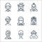 Fantastic characters line icons. linear set. quality vector line set such as ogre, alien, mummy, cleopatra, wizard, zombie,