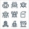 Fantastic characters line icons. linear set. quality vector line set such as tree, wizard, mummy, ghost, athena, troll, elf, kappa
