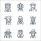 fantastic characters line icons. linear set. quality vector line set such as wizard, princess, wizard, skeleton, bigfoot, succubus