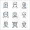 fantastic characters line icons. linear set. quality vector line set such as zombie, cyclops, zombie, alien, yeti, wraith, mummy,