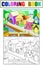 Fantastic children houses. Set coloring book. Raster illustration.