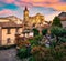 Fantastic cityscape of Novara di Sicilia town. Colorful spring sunrise in Sicily, Italy, Europe. Beautiful world of Mediterranean