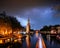 Fantastic collage. Beautiful lightning. Night in Amsterdam.