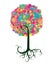 Fantastic colourful tree with transperent circles isolated