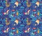 Fantastic creatures, animals pattern. Vector cute background