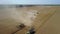 Fantastic drone shot harvesters which are going for harvesting grains of wheat