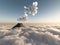 Fantastic flight above clouds