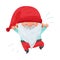 Fantastic Gnome Character with White Beard and Red Pointed Hat Jumping with Joy Vector Illustration