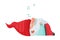 Fantastic Gnome Character with White Beard and Red Pointed Hat Sleeping Vector Illustration
