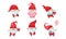 Fantastic Gnome Character with White Beard and Red Pointed Hat Vector Illustration Set