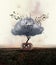 Fantastic Halloween poster of creepy pumpking and growing tree with cloud above. Holiday is here