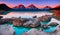 Fantastic landscape with a beautiful blue lake with rocks and mountains,AI Generated