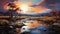 Fantastic Landscape Painting Of Setting Sun By Mark Brooks