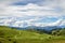 Fantastic landscape with path that climbs towards a hut seen from the Fittanze Di Sega Pass, in Lessinia, near Verona