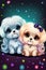 Fantastic love background two super cute Maltese dog generative AI