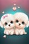 Fantastic love background two super cute Maltese doggies together generative AI