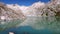 Fantastic lunar landscape on the Dolomite lake of Vedretta