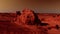 Fantastic martian landscape in rusty orange shades, Mars surface, Desert, Cliffs, sand. Alien landscape. Red planet mars