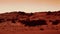 Fantastic martian landscape in rusty orange shades, Mars surface, Desert, Cliffs, sand. Alien landscape. Red planet mars