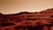 Fantastic Martian landscape in rusty orange shades, mars surface, desert, cliffs, sand. Alien landscape. Red planet mars