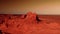 Fantastic Martian landscape in rusty orange shades, mars surface, desert, cliffs, sand. Alien landscape. Red planet mars